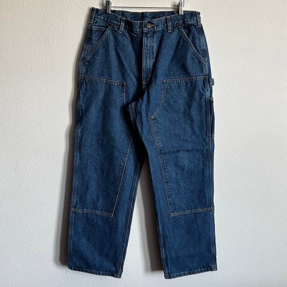 Carhartt B73 DST blue denim double knee work wear carpenter pants